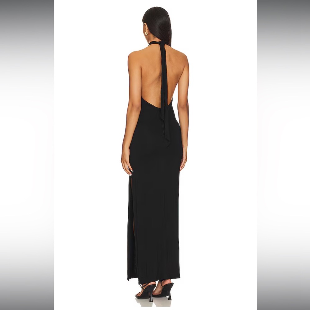 Alice + Olivia NWT Black Maxi Halter Amaya Dress - Picture 3 of 7